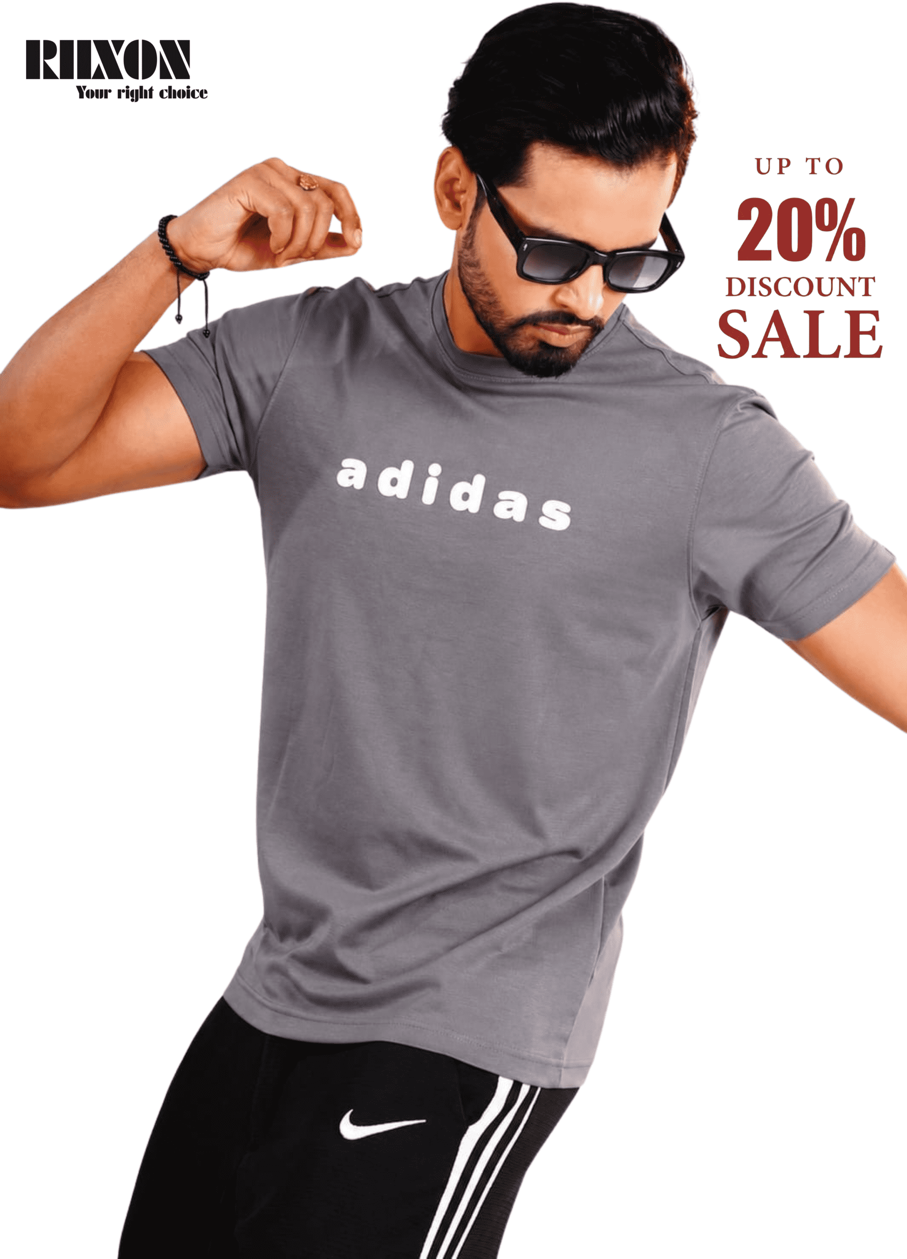 Charcoal Grey Adidas Printed T-Shirt