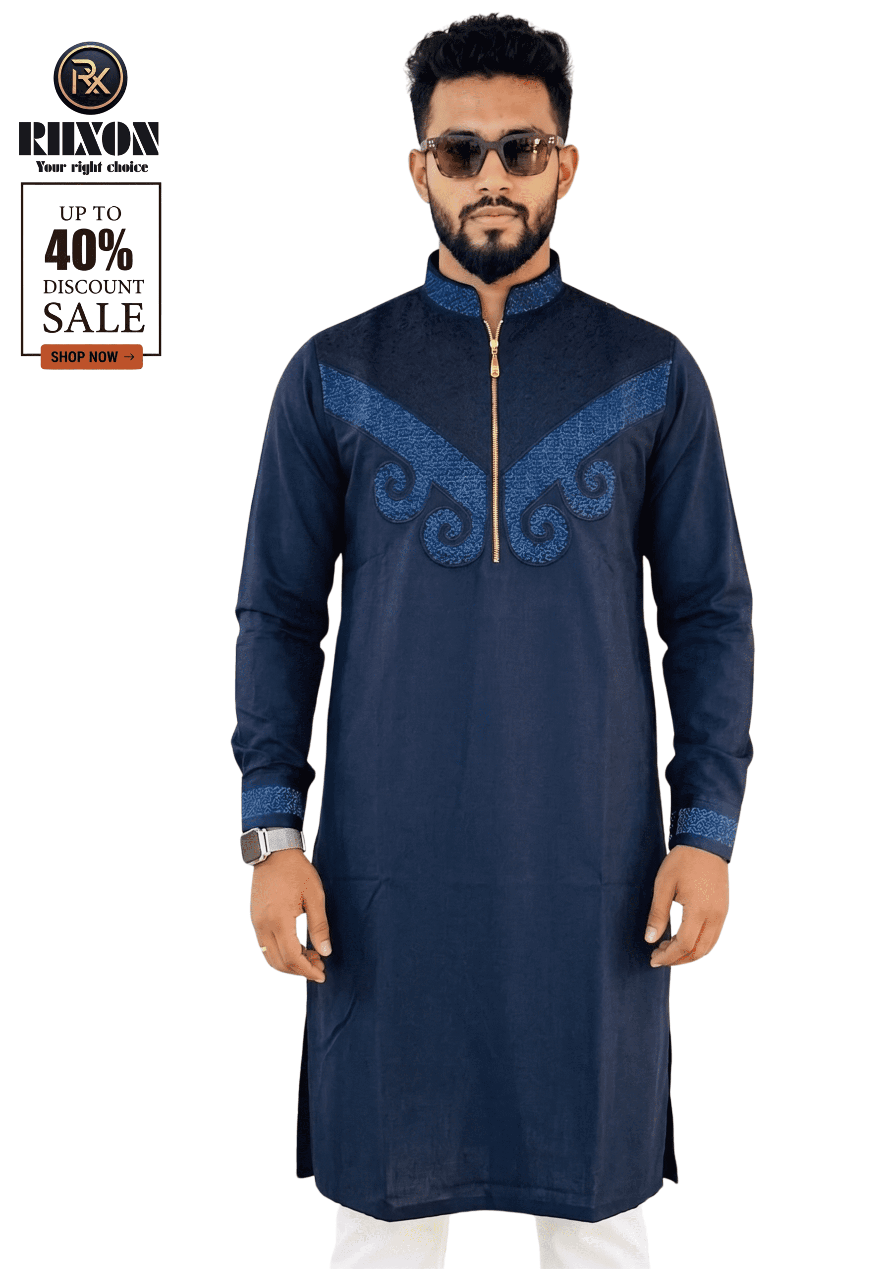 Modern Chest-Art Semi-Long Panjabi